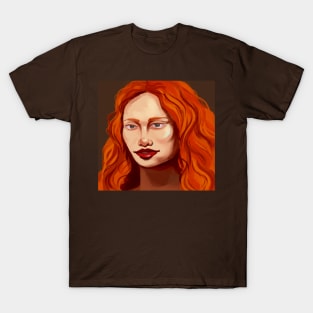 Red haired girl portrait print T-Shirt